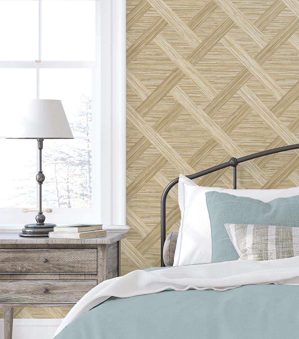 Surface Style 20.5' x 18' Shoreline Java Weave Peel & Stick Wallpaper