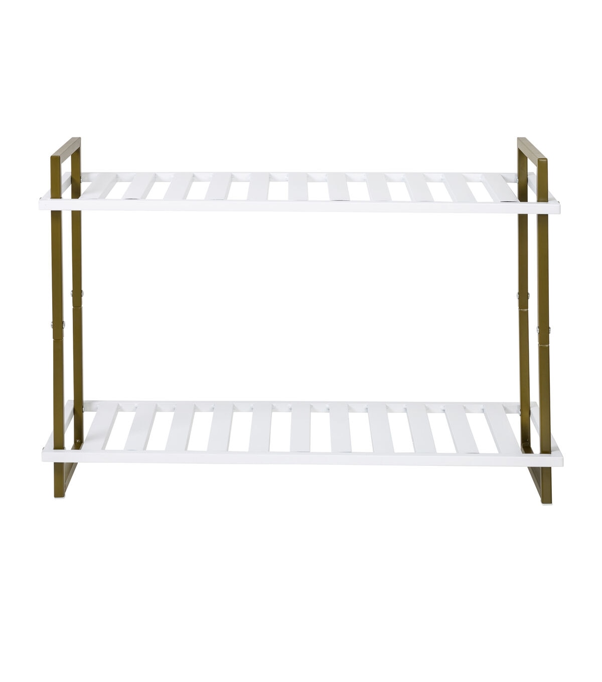 Honey Can Do 30 x 20 Olive & White 2 Tier Metal Shoe Rack