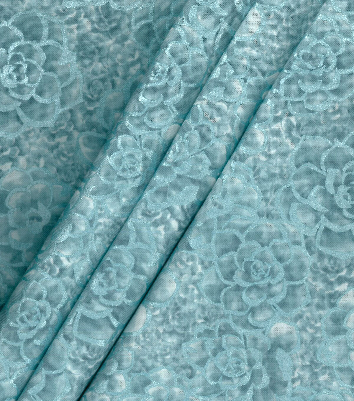 Pearlescent Teal Succulent Quilt Cotton Fabric by Keepsake Calico