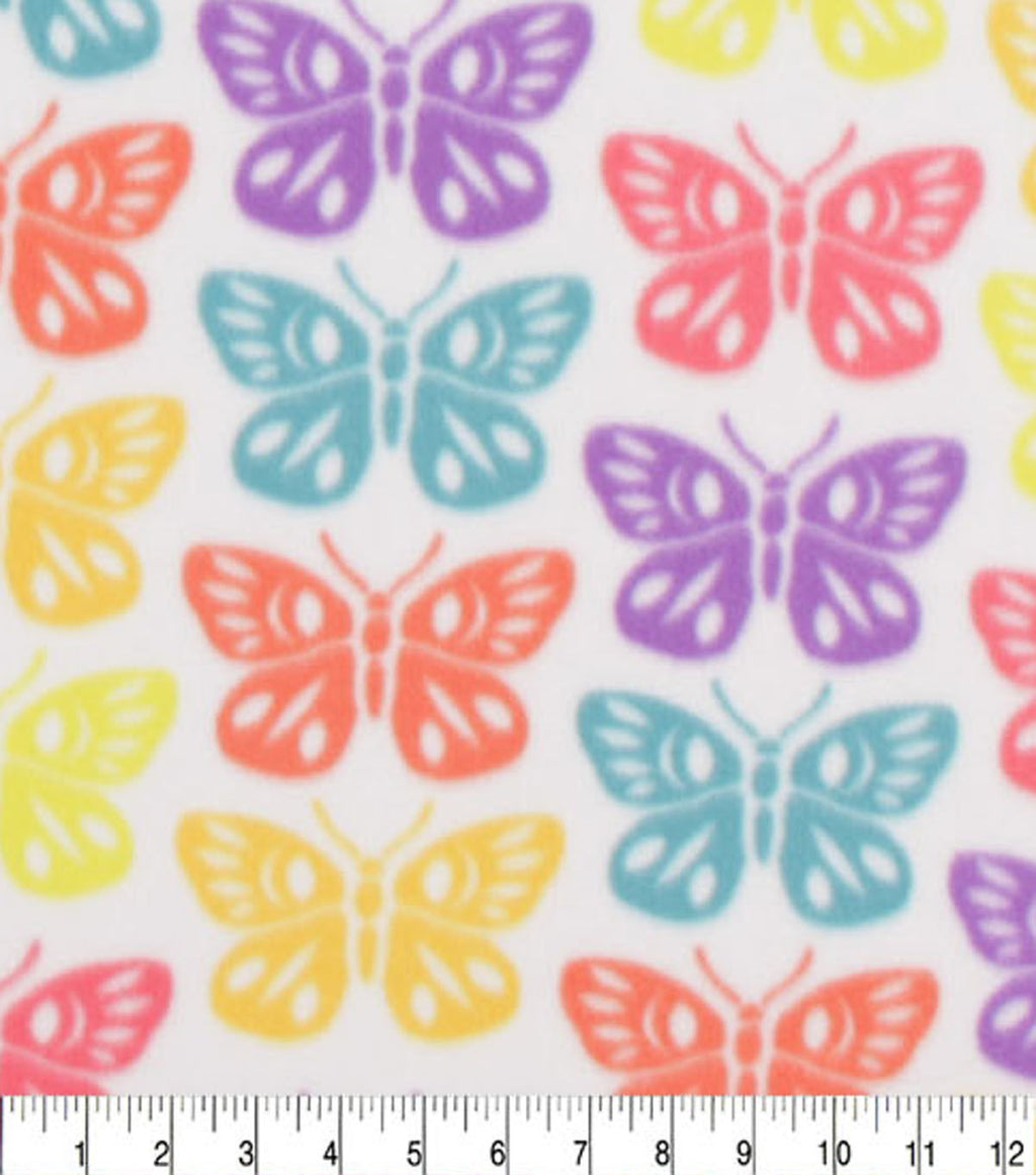 Multi Butterfly Lines Blizzard Fleece Fabric