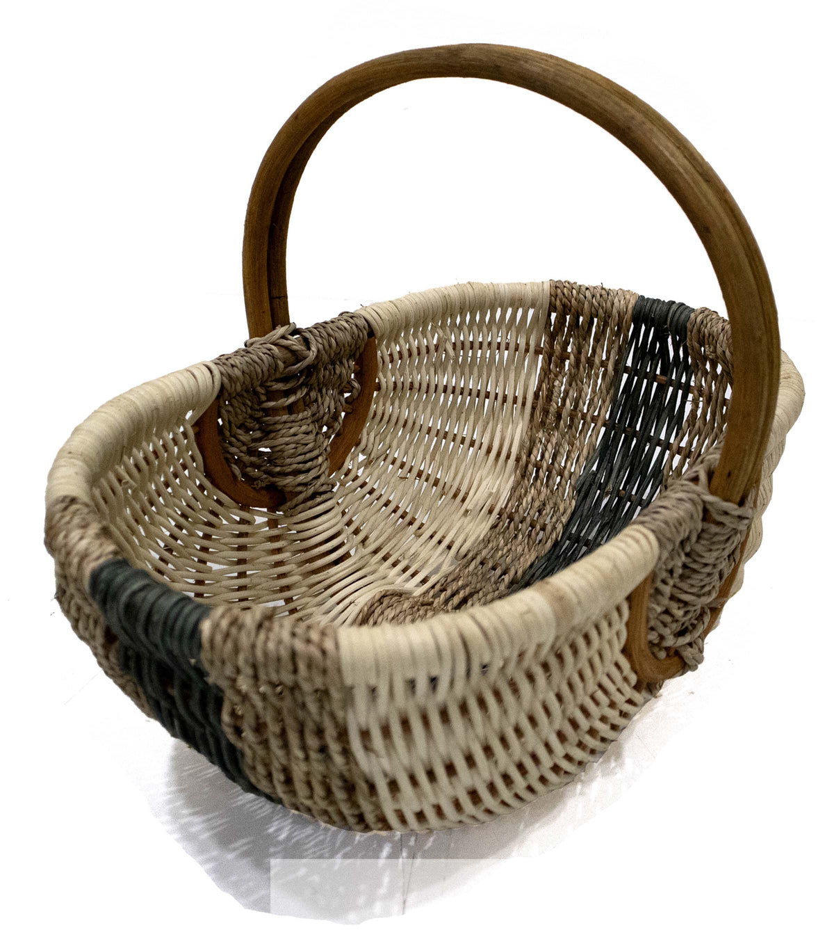 16 x 10 Seagrass & Rattan Basket With Handle by Place & Time