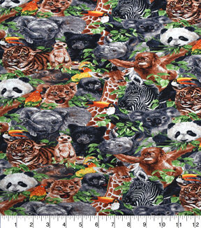 Baby Safari Animals Novelty Cotton Fabric