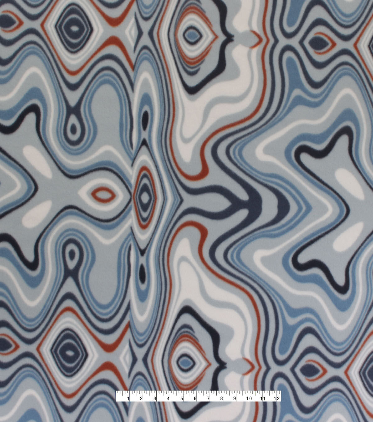 Rainbow Squiggles on White Blizzard Fleece Fabric