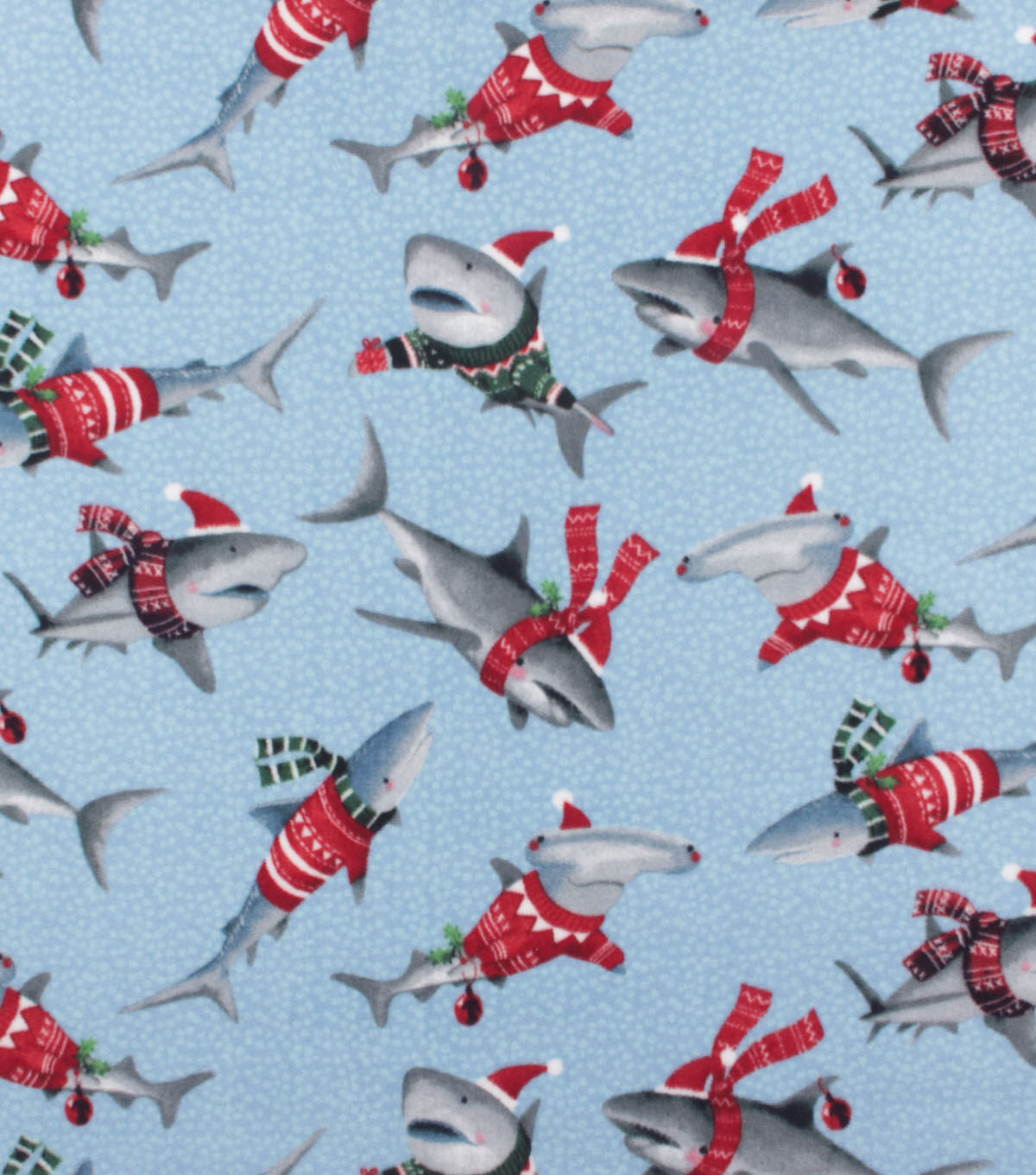 Sweater Sharks on Blue Anti Pill Fleece Fabric
