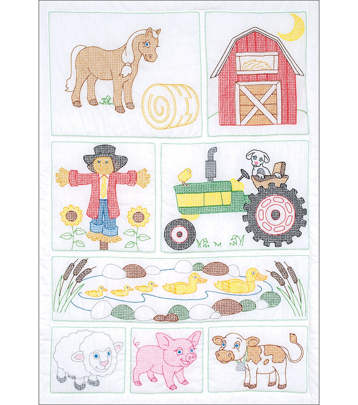 Jack Dempsey 40 x 60 Barn Stamped Crib Quilt Top
