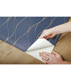 RoomMates Wallpaper Navy Wave Ogee