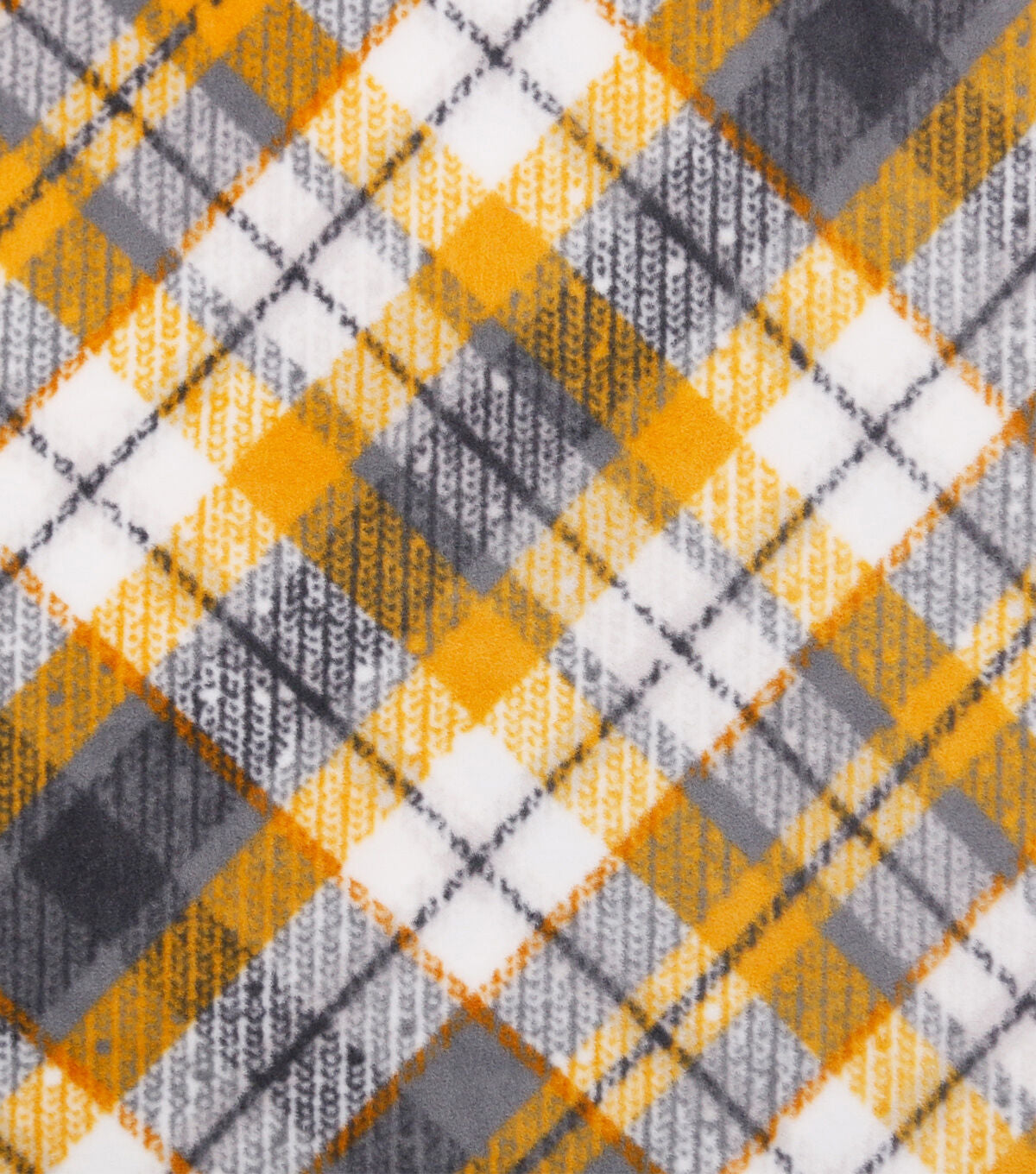 Gold & Gray Bias Plaid Anti Pill Fleece Fabric