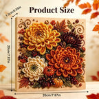 Autumn Pearl Painting Art Kit for Adults, Fall Dahlias Craft with Frame