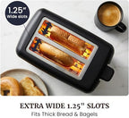 Elite Gourmet 2-Slice Cool-Touch Toaster, 1.25" Extra-Wide Slots, 6 Shades