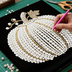 Morudeor Diamond Art Pearl Painting Kits for Adults,Special Shape Diamond Art Kits for Pumpkin, DIY 3D Plastic Pearl Painting Kit for Home Decoration 12 × 12 inch