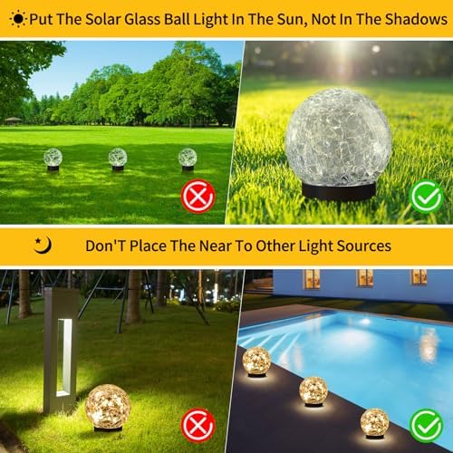 JKIMK Solar Globe Lights Outdoor Waterproof-Solar Balls for Garden