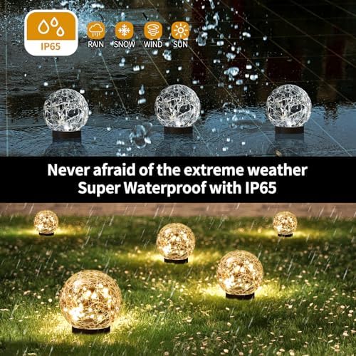 JKIMK Solar Globe Lights Outdoor Waterproof-Solar Balls for Garden