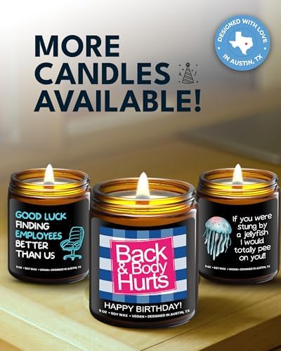 Funny Happy Birthday Candle, Unique Happy Birthday Gifts for Women and Men, Fun Gift Ideas for 30th, 40th, 50th and 60th Birthdays, Back and Body Hurts Candle, Long-Lasting Scent, Gift-Ready