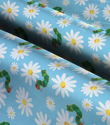 Eric Carle Caterpillar Daisies Cotton Fabric
