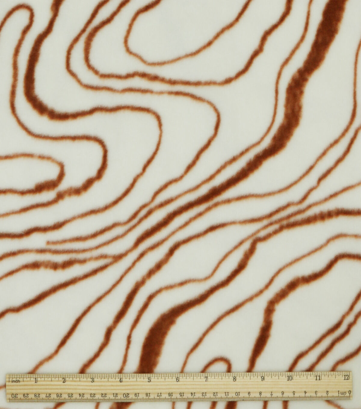 White & Brown Oil Slick Anti Pill Fleece Fabric