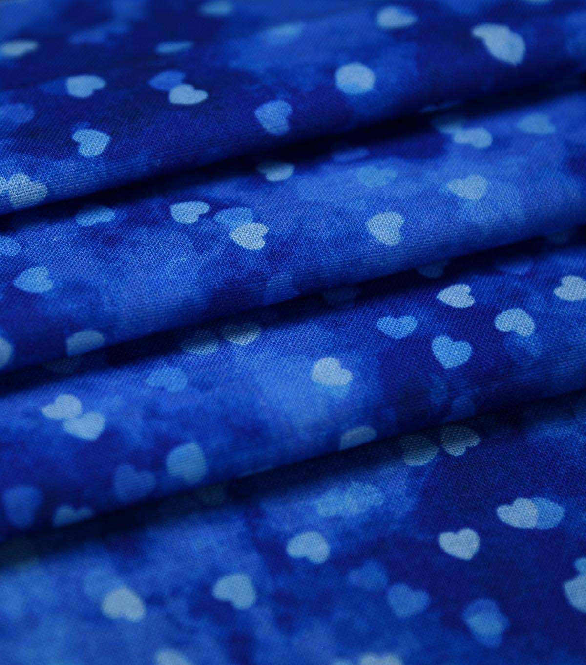 Hearts on Blue Cotton Fabric by Keepsake Calico