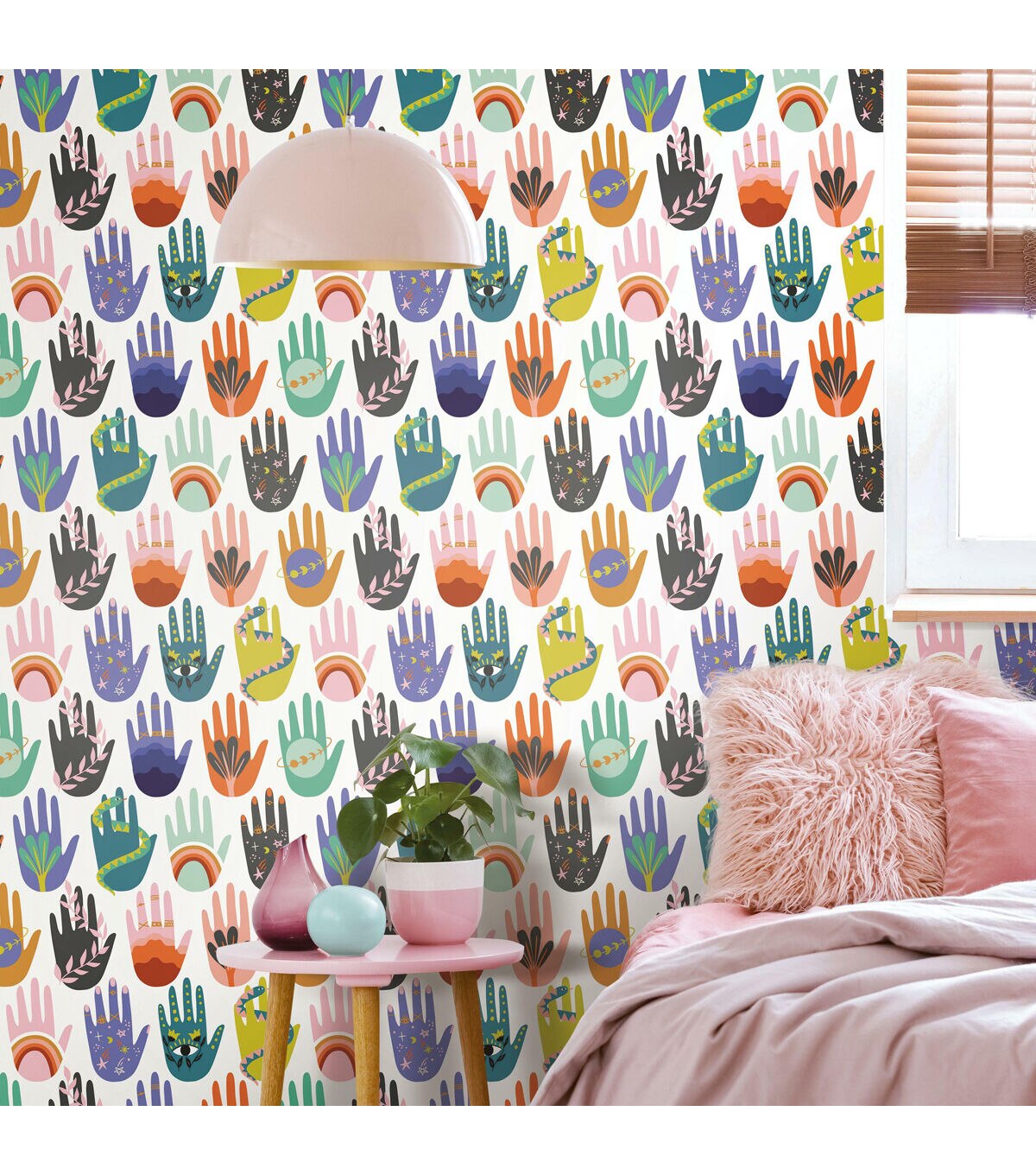 RoomMates 18 x 18' Rainbow Hamsa Peel & Stick Wallpaper