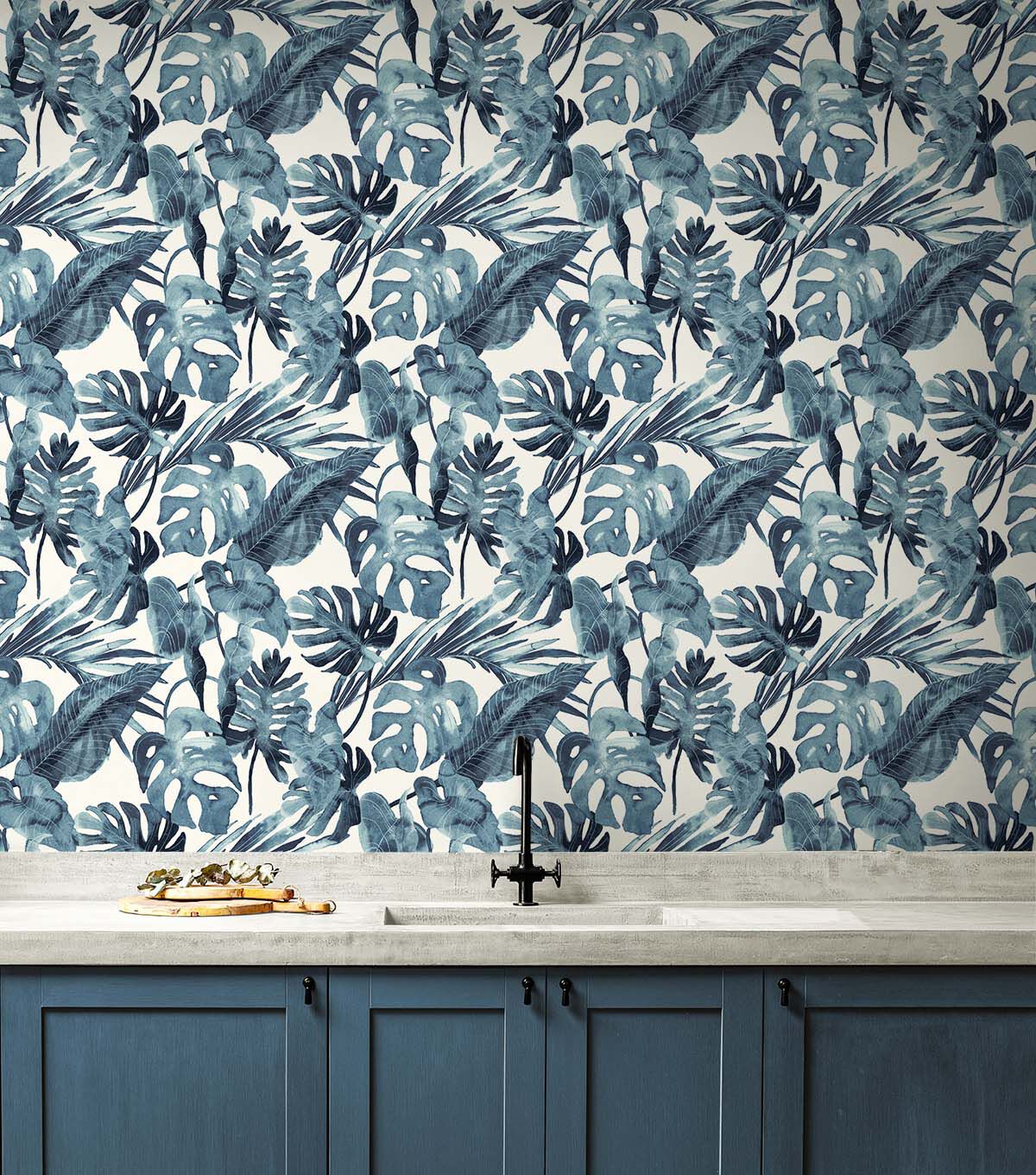 Tommy Bahama 20.5' x 18' Lapis Falling Fronds Peel & Stick Wallpaper
