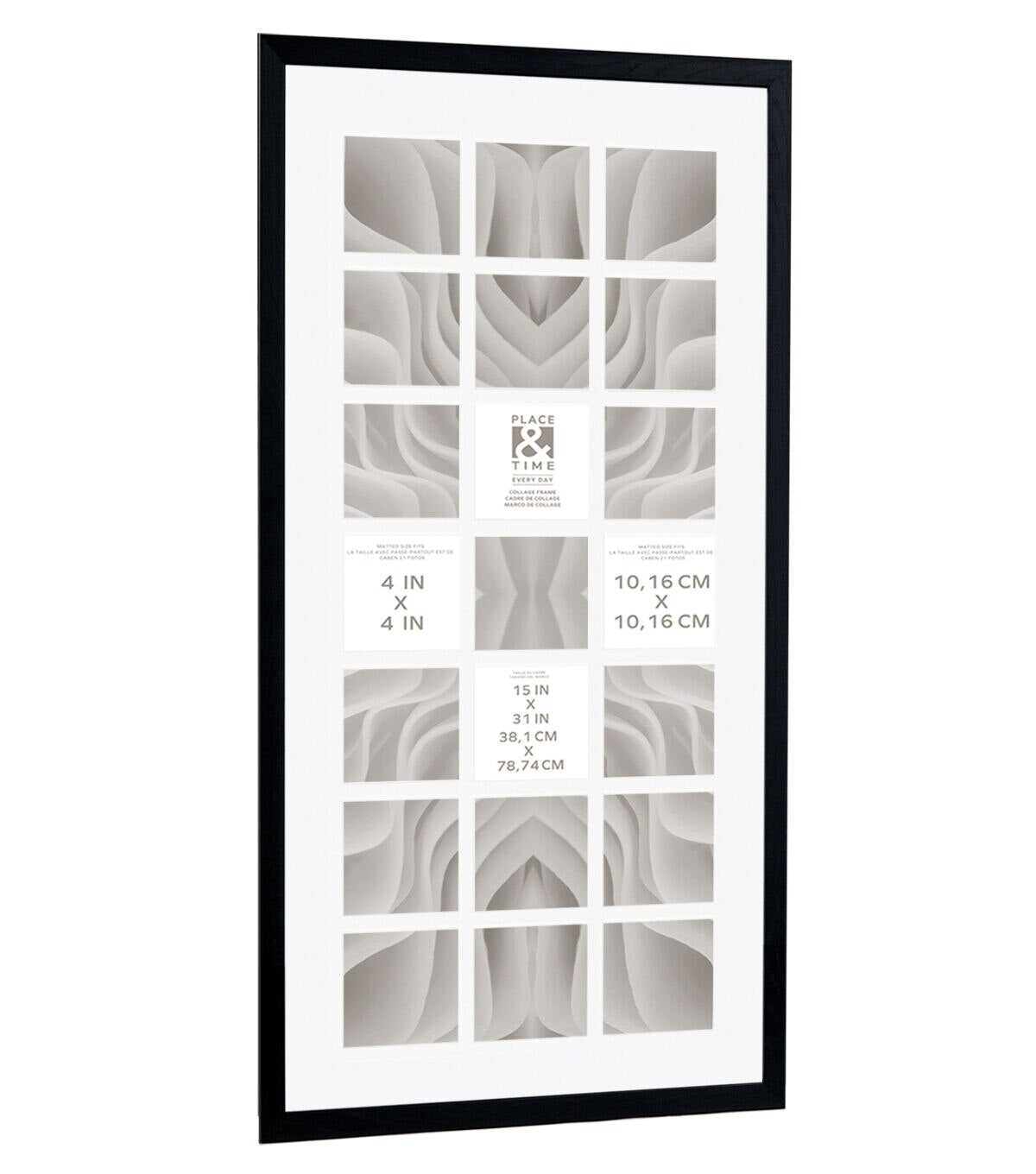 15 x 31 Matted to 4 x 4 Black 21 Photo Collage Frame by Place & Time