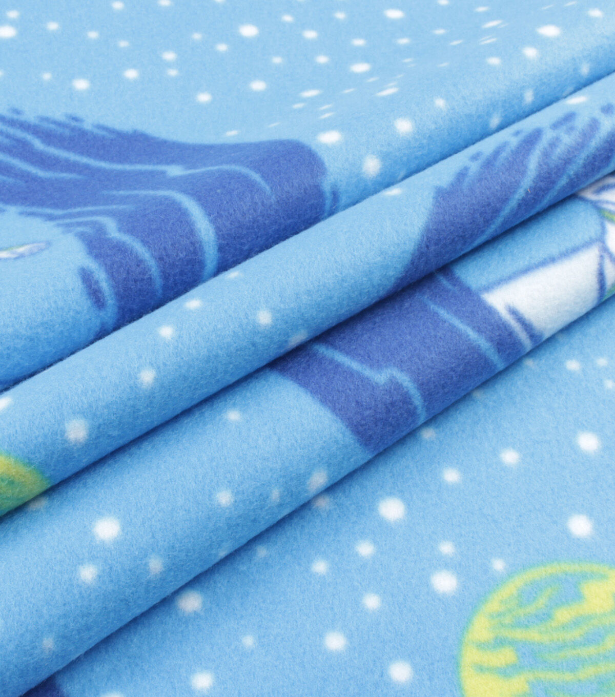 Astronauts On Surfboards Blizzard Prints Fleece Fabric