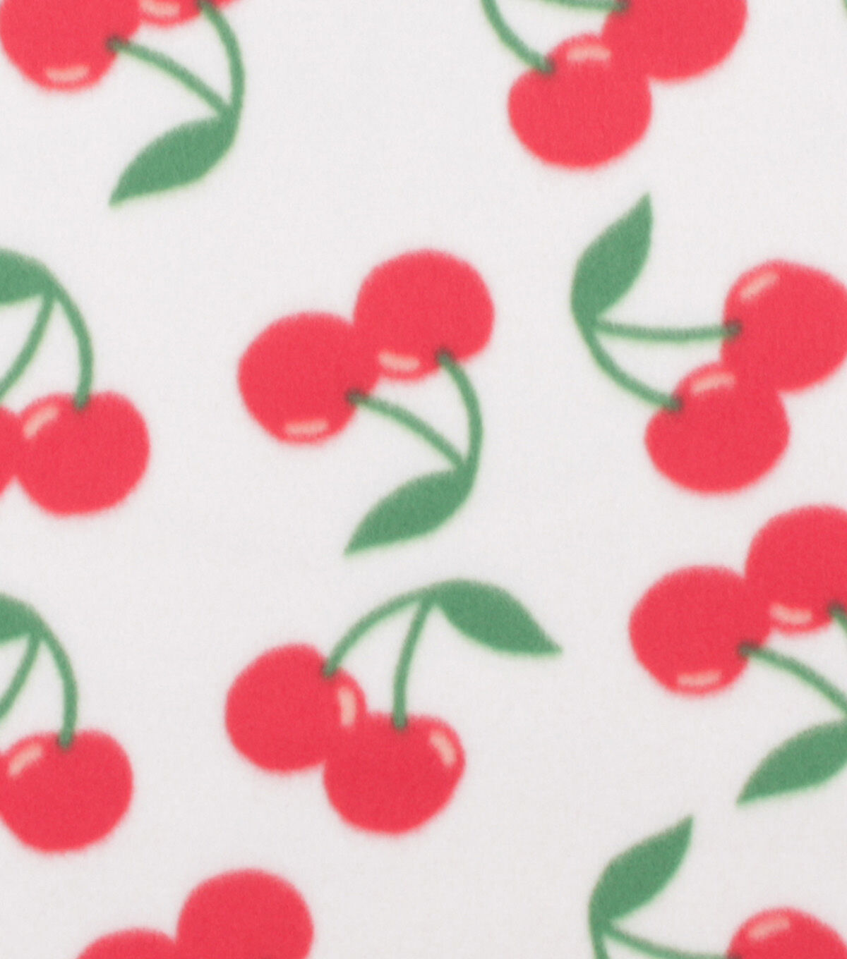 Cherries on White Blizzard Fleece Fabric