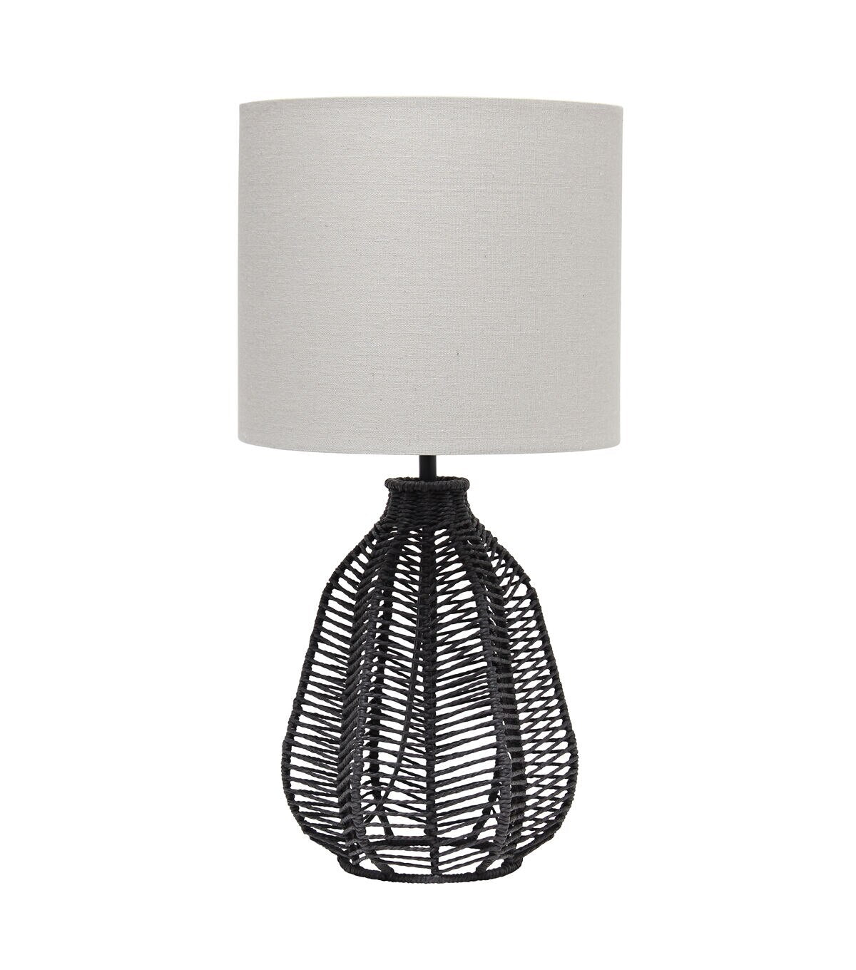 All The Rages 21 Vintage Rattan Paper Rope Table Lamp With Fabric Shade