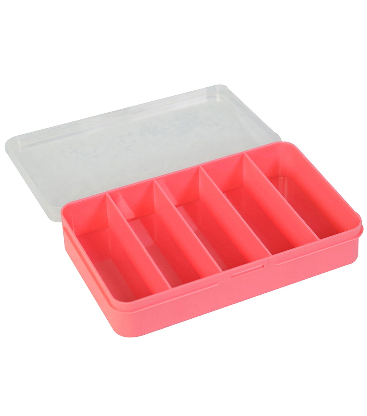 Everything Mary 6 Coral 5 Compartment Plastic Storage Box With Lid