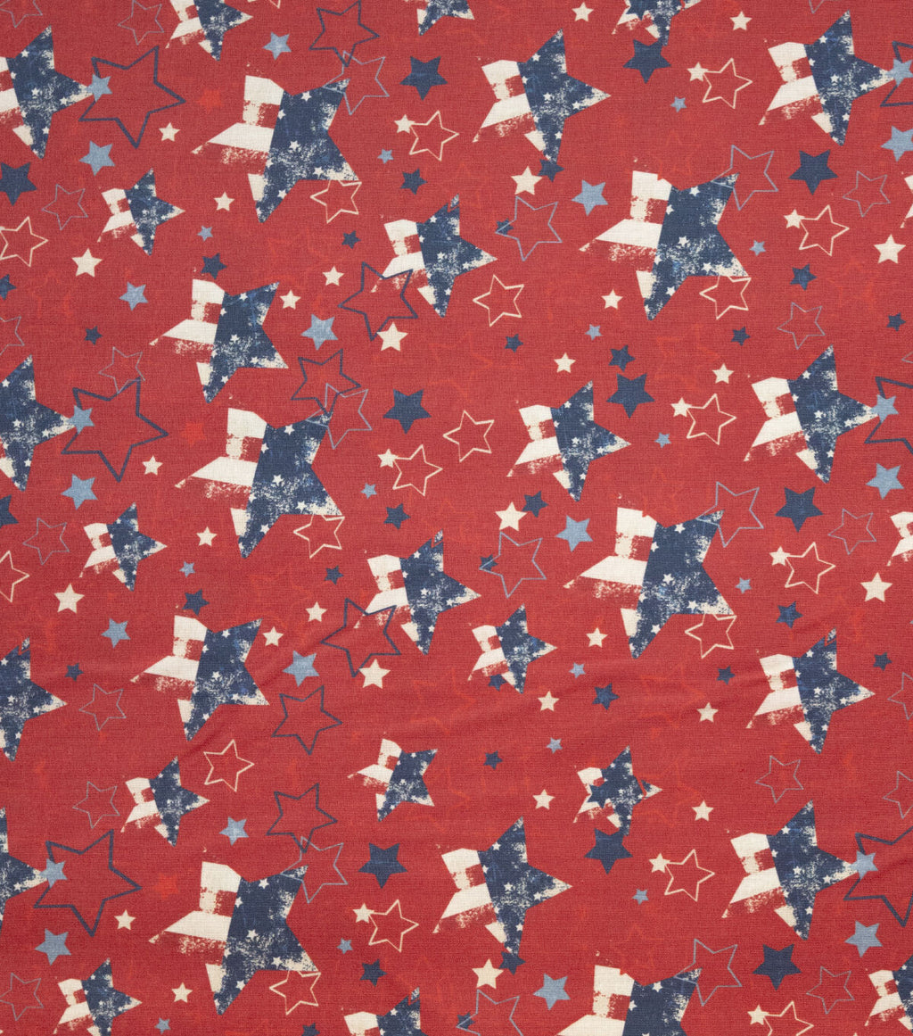 Stars On Red Patriotic Cotton Fabric