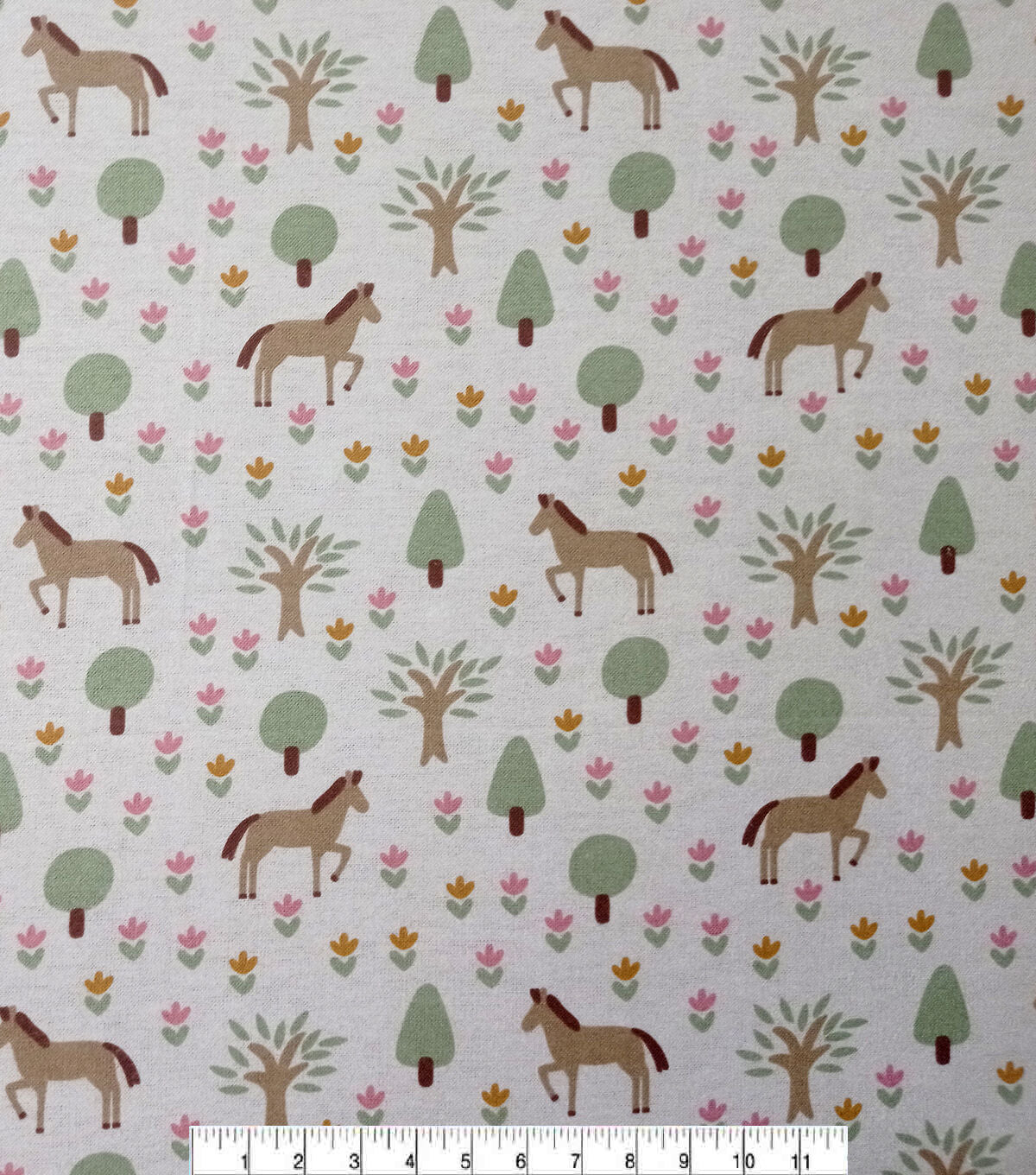 White Pastel Horses Super Snuggle Flannel Fabric