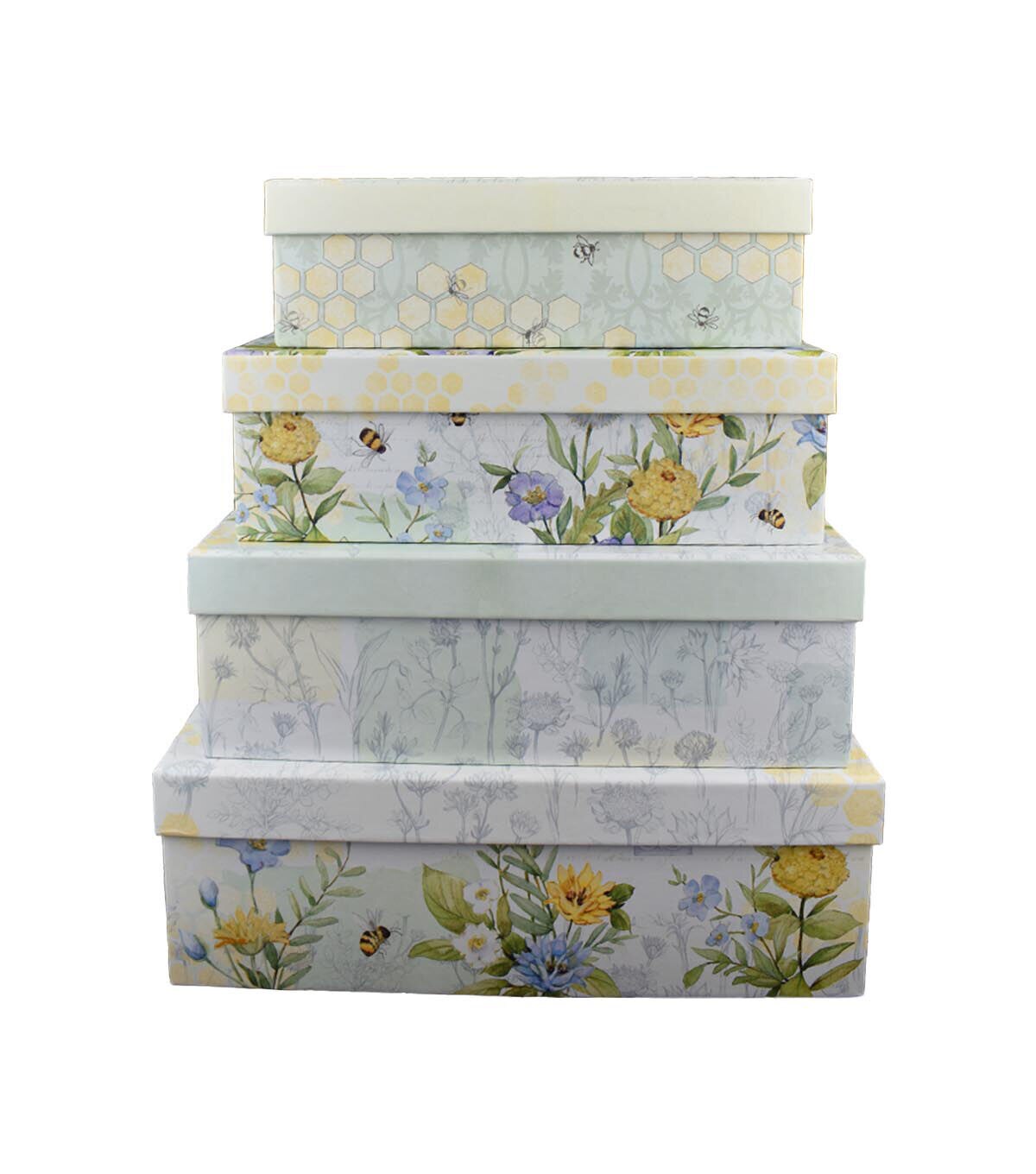 10 Bees & Green Floral Square Box by Place & Time