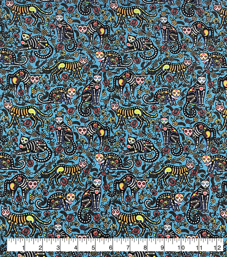 Skeleton Cat Super Snuggle Flannel Fabric