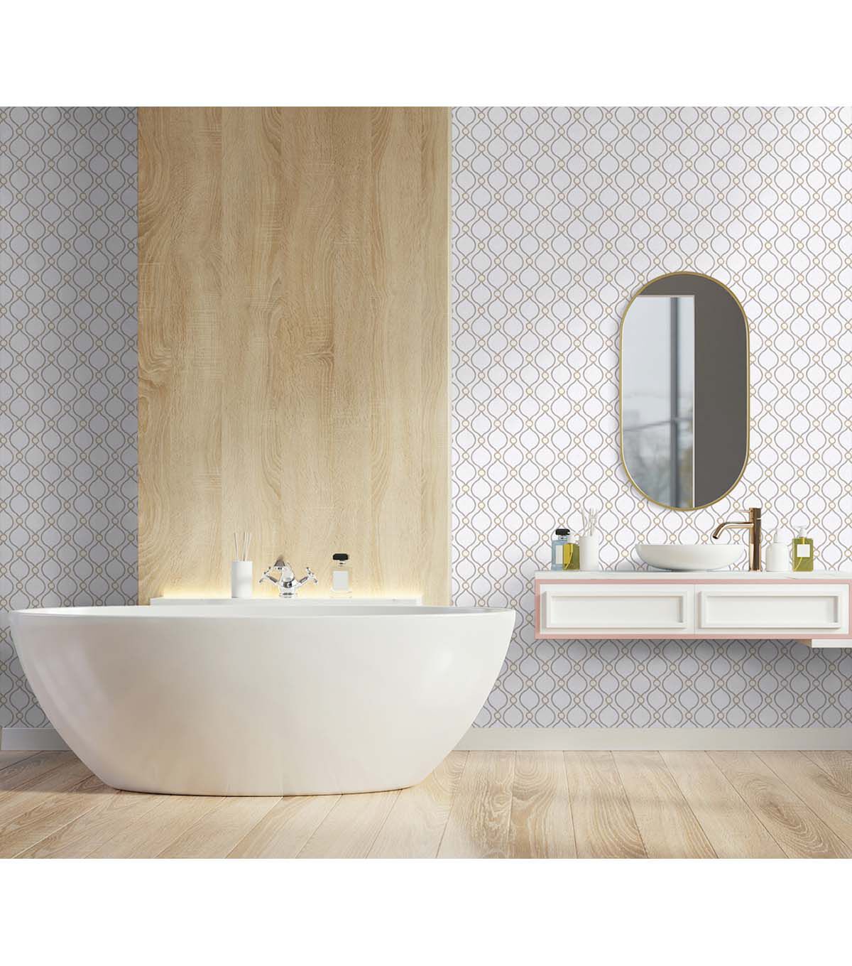 Surface Style 20.5' x 18' Platinum Curveball Peel & Stick Wallpaper
