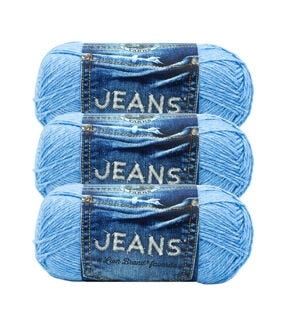 Lion Brand Jeans Worsted Acrylic Yarn 3 Bundle