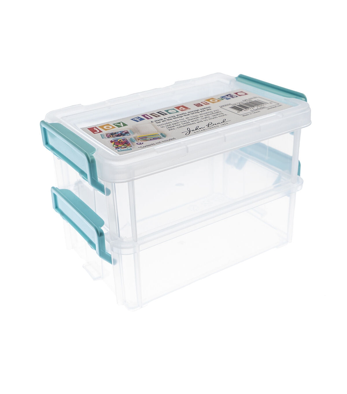 John Bead 5.5 x 4 Clear Joy Filled Stackable Storage Containers 2pk