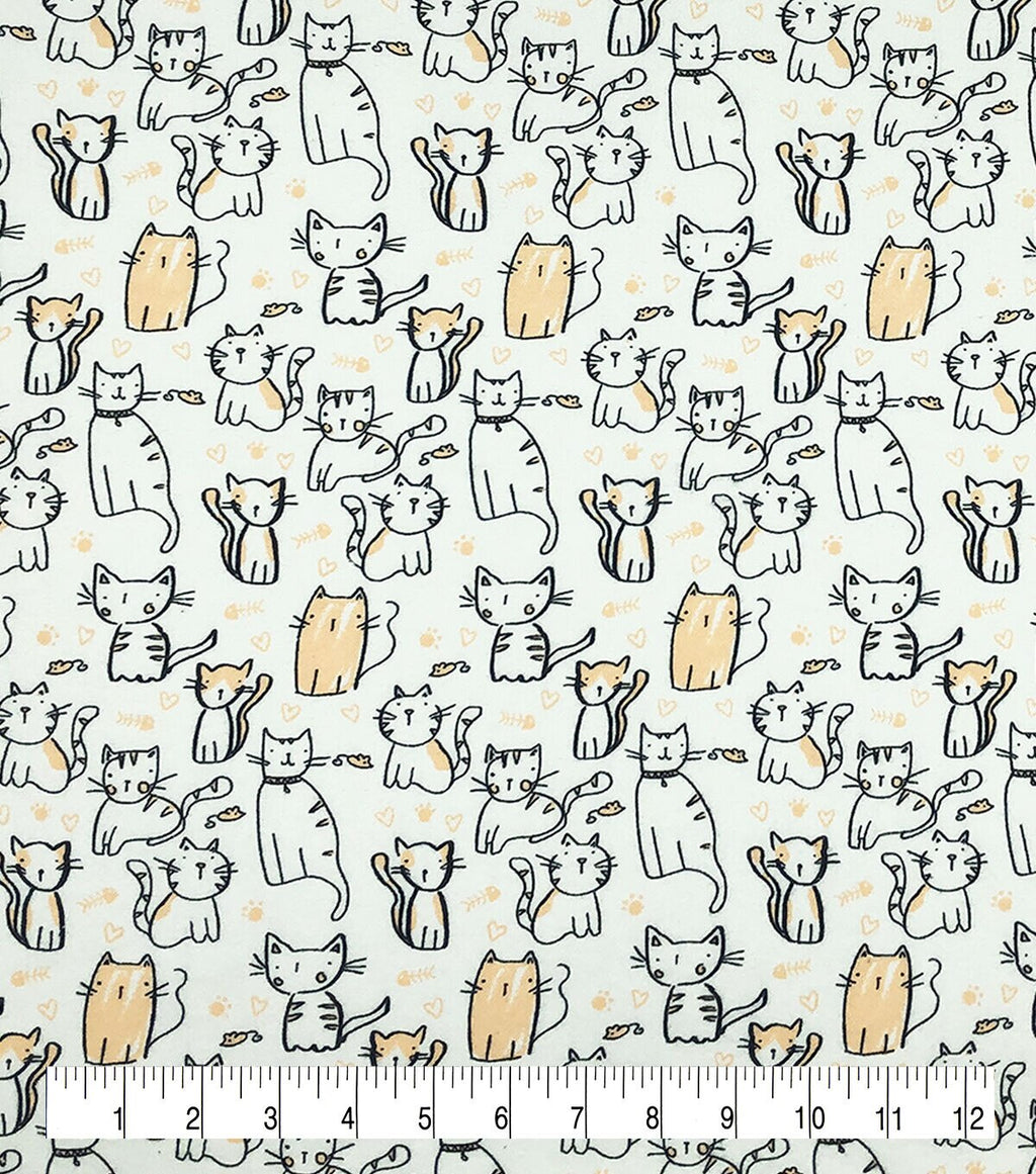 Sketch Cat Super Snuggle Flannel Fabric
