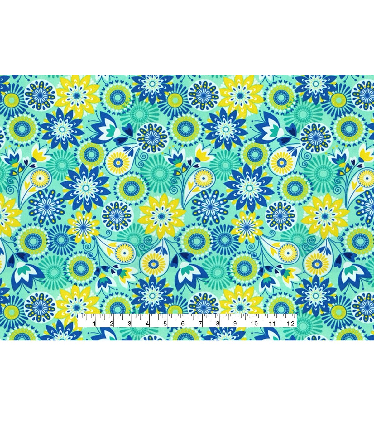 Floral Medallion Aqua Super Snuggle Flannel Fabric
