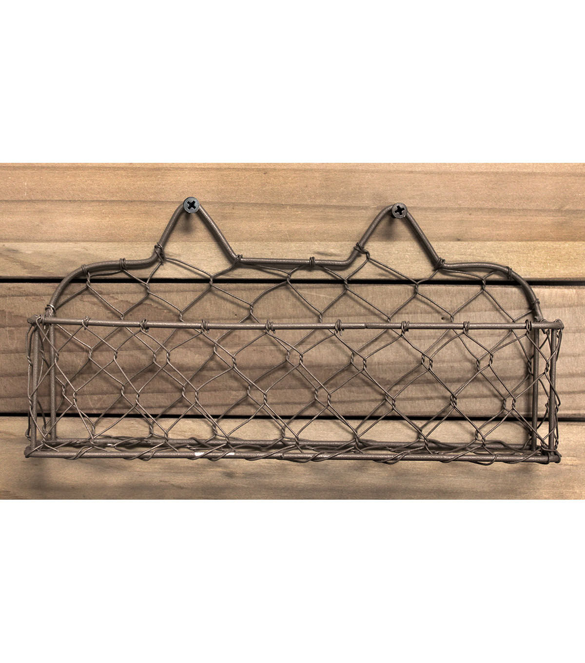 BCI Crafts Vintage Style Wide Wire Basket with Screws Antique Brown