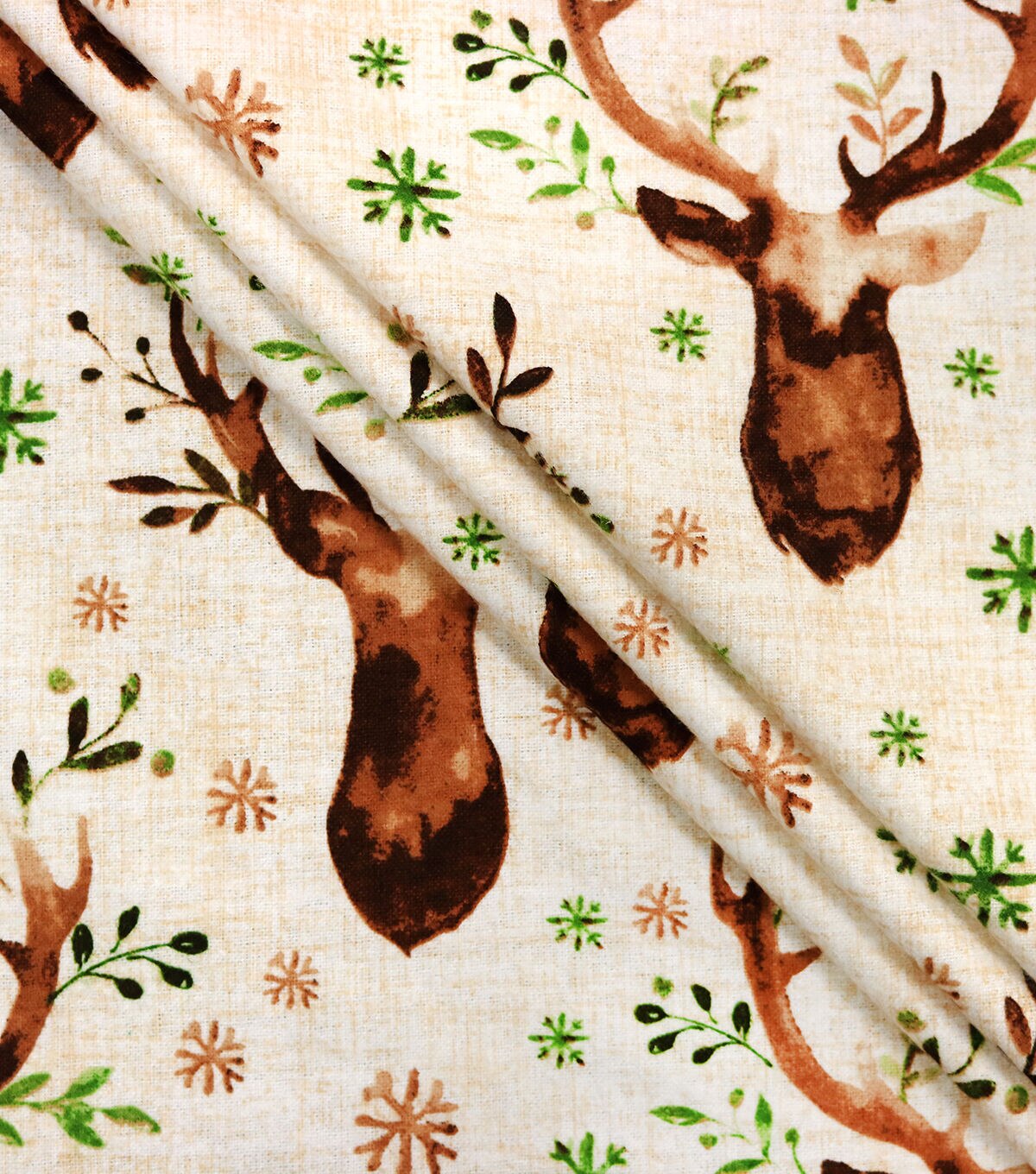 Deer Head Floral Super Snuggle Flannel Fabric