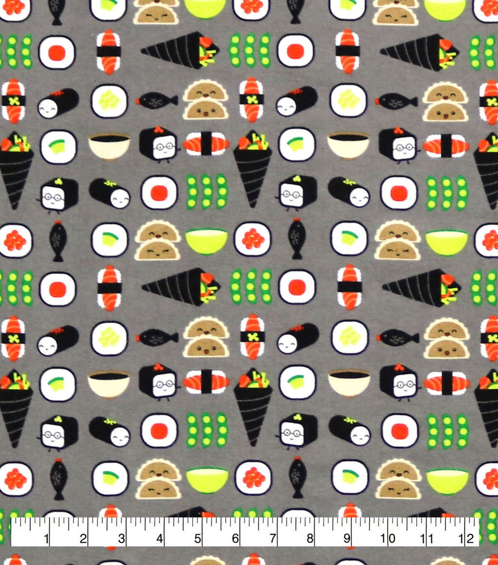 Sushi Faces Super Snuggle Flannel Fabric