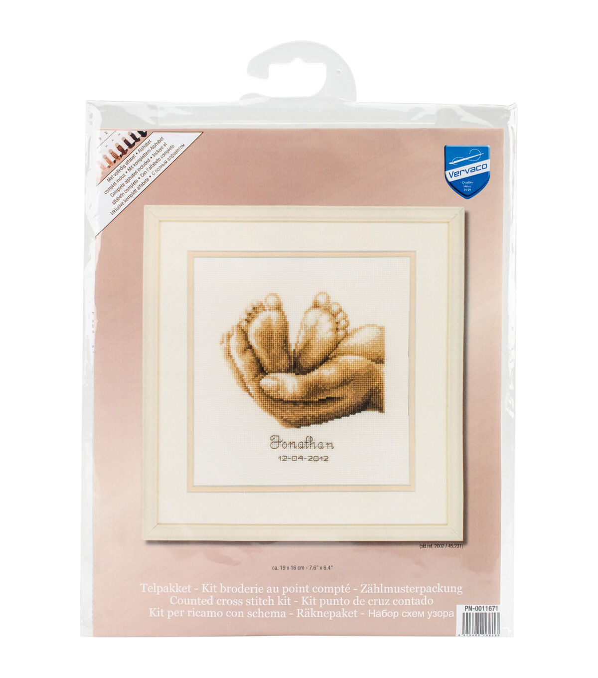 Vervaco 6.5 x 8 Little Feet Record on Aida Counted Cross Stitch Kit