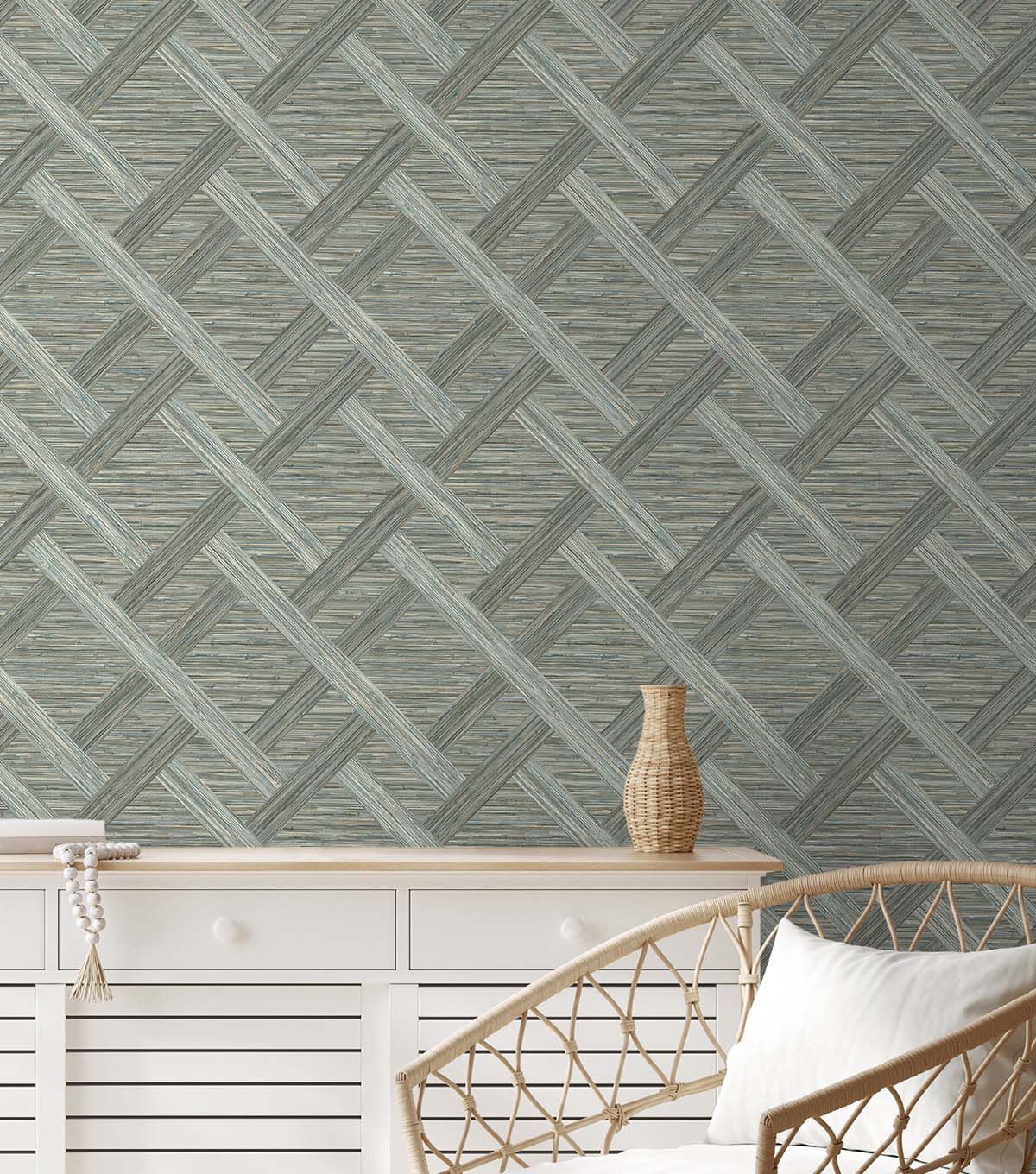 Surface Style 20.5' x 18' Driftwood Java Weave Peel & Stick Wallpaper