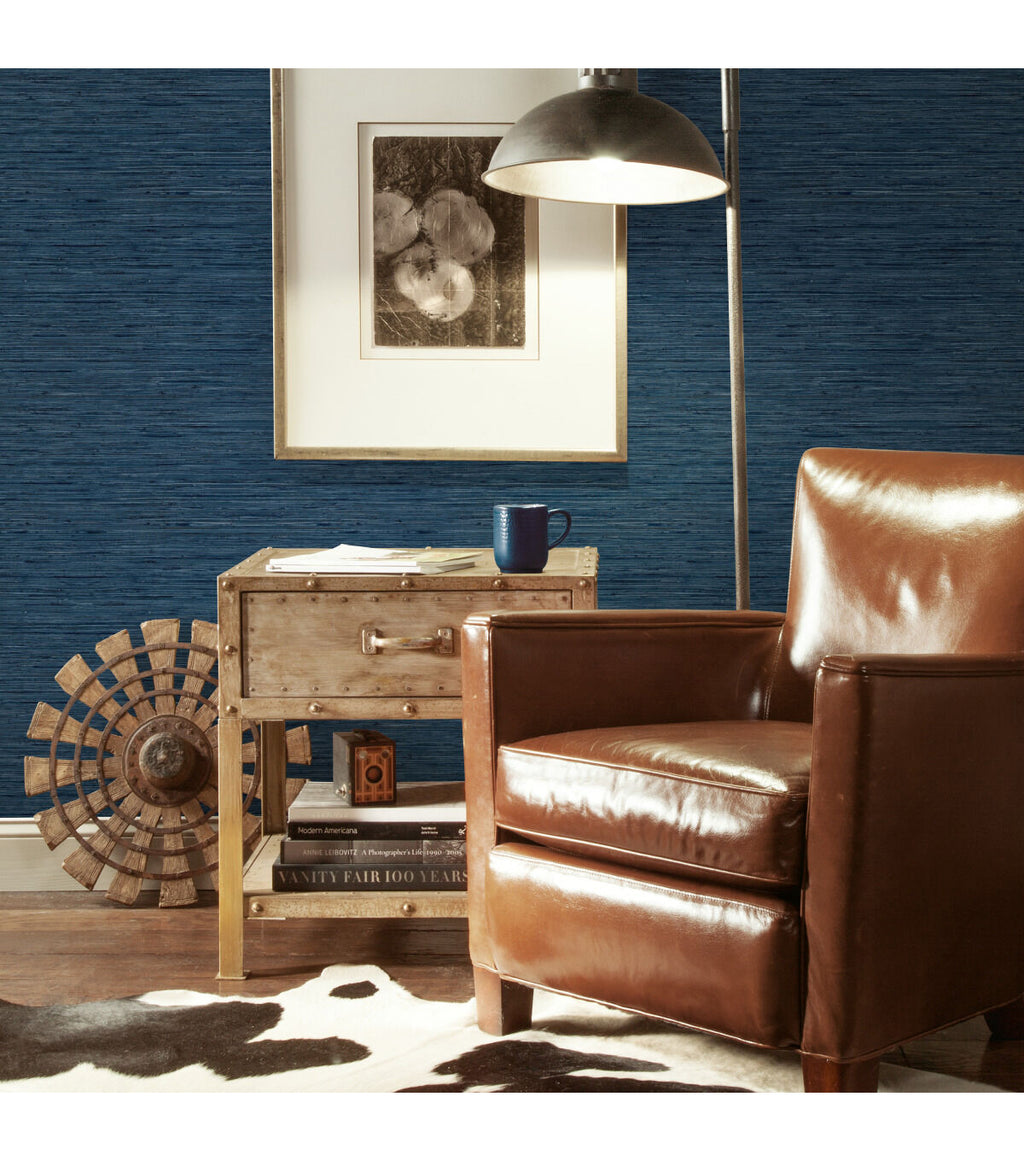 RoomMates Wallpaper Blue Grasscloth