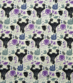 Black Panther Linocut Attack Cotton Fabric
