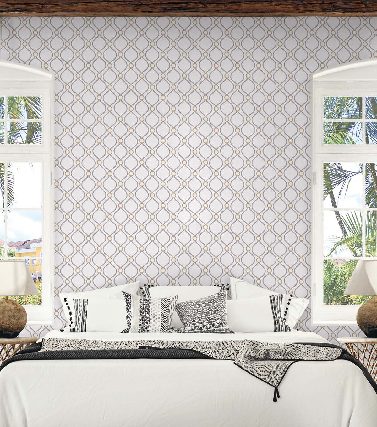 Surface Style 20.5' x 18' Platinum Curveball Peel & Stick Wallpaper