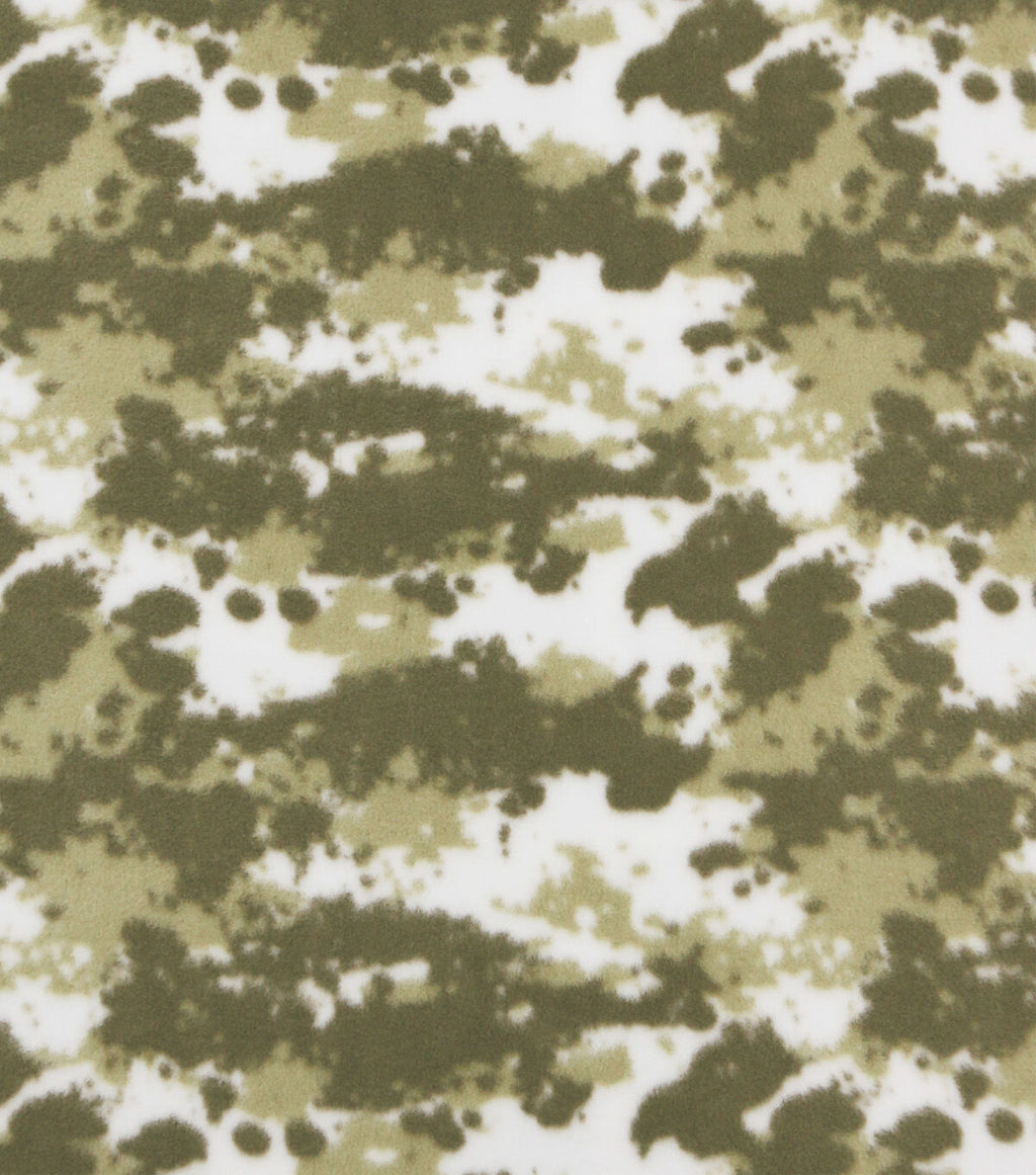 Green Camouflage Anti Pill Fleece Fabric