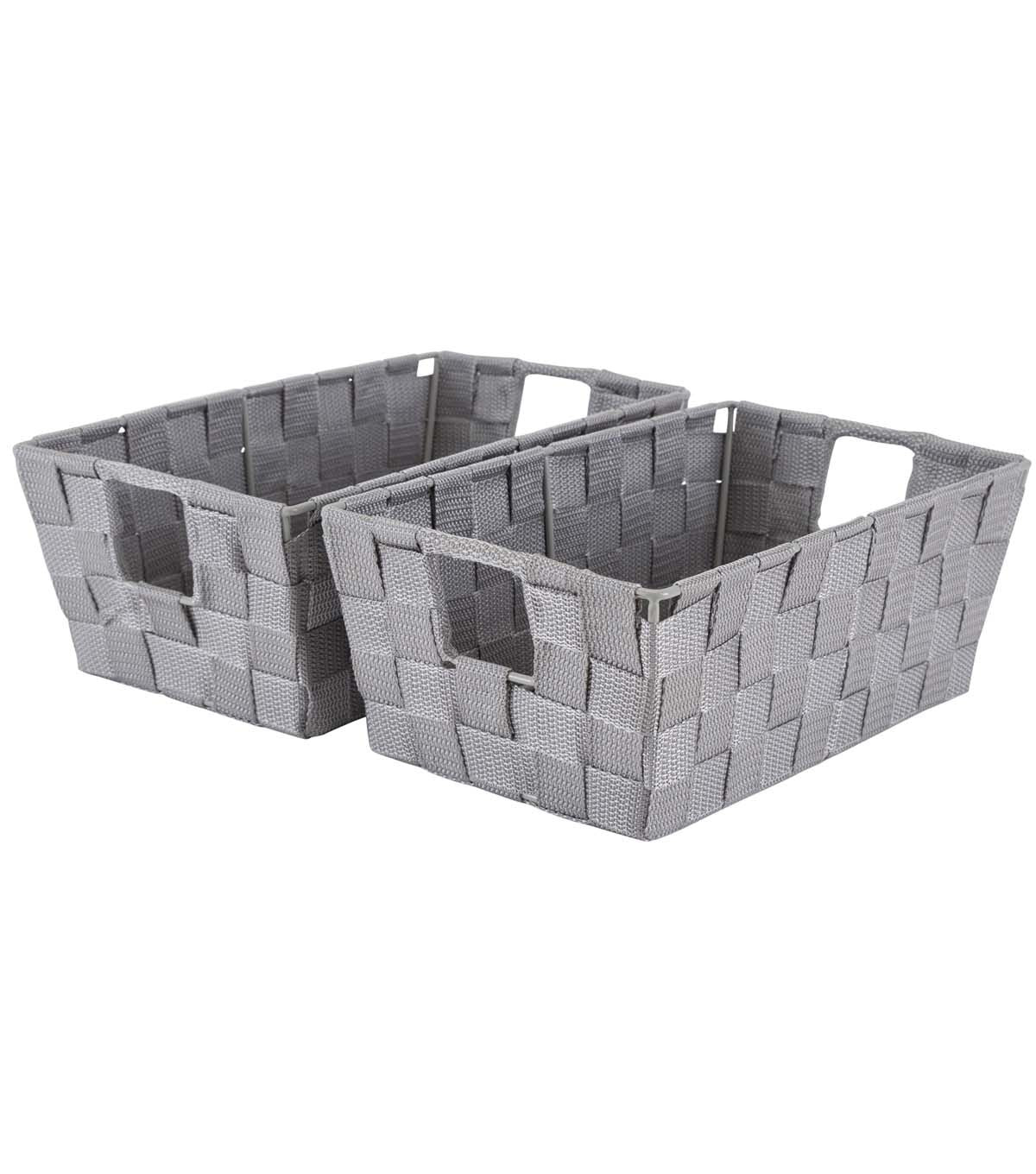 Simplify 6.5 x 11 Small Woven Storage Shelf Basket 2pk