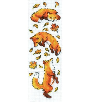 RIOLIS 3 x 9.5 Foxes in the Leaves Counted Cross Stitch Kit