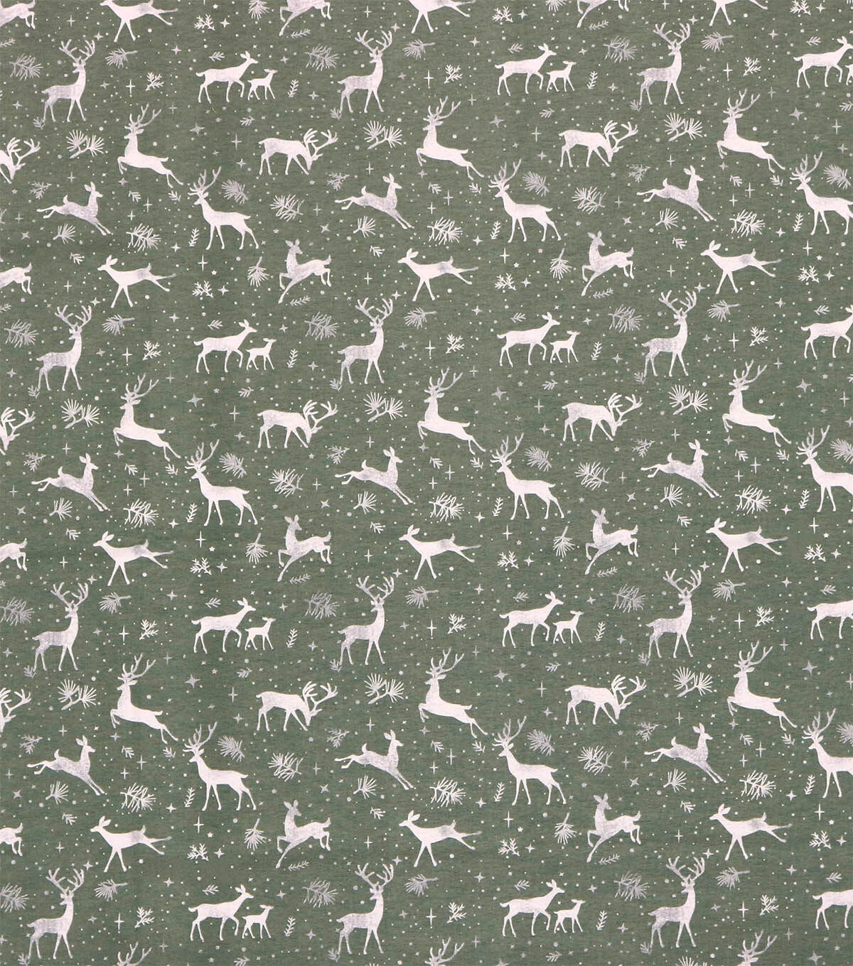 Dancing Reindeer on Green Super Snuggle Christmas Flannel Fabric