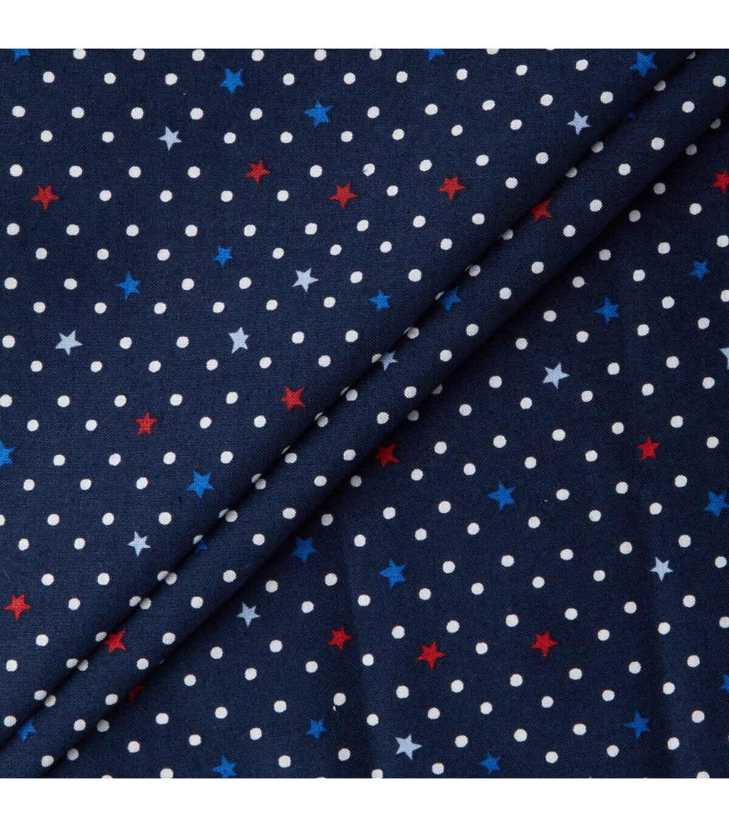 Stars And Dots Patriotic Cotton Fabric