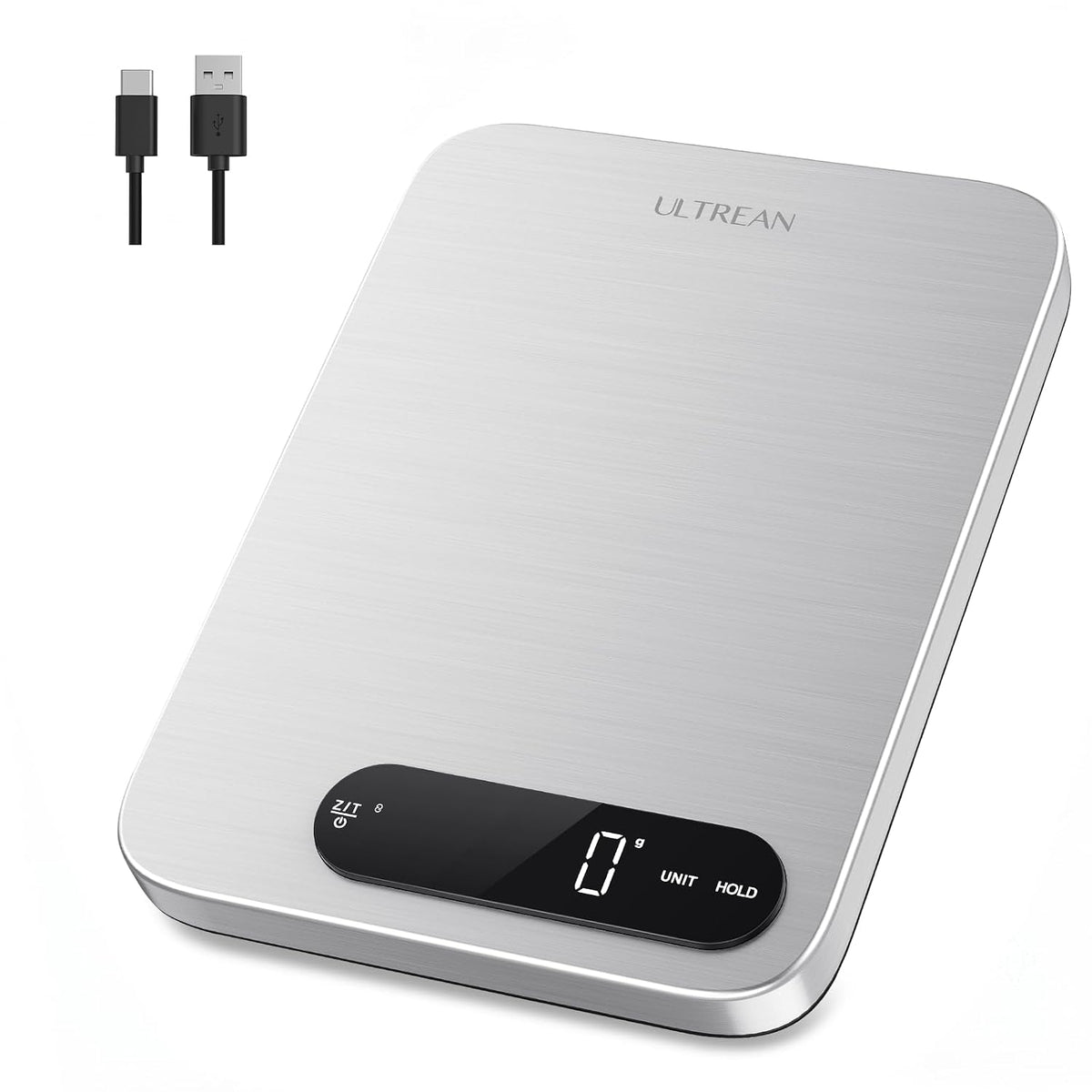 Ultrean Food Scale, Digital Kitchen Scale with LCD Display, Weight Grams and Ounces for Baking Cooking and Meal Prep, 6 Units with Tare Function, 304 Stainless Steel, 11lb (Batteries Included)